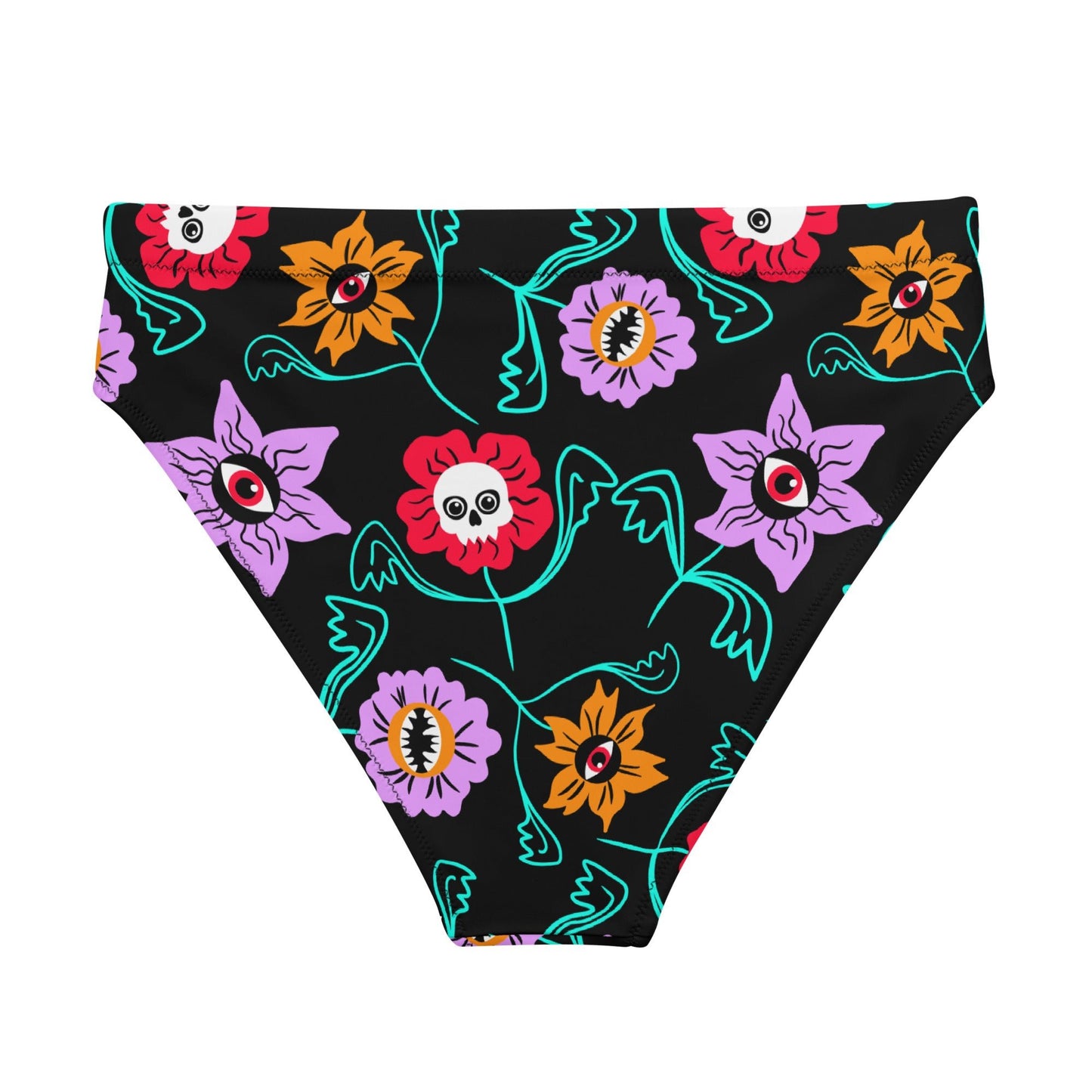 Gothic Floral High - Waisted Bikini Bottom - Starry Skies Austin