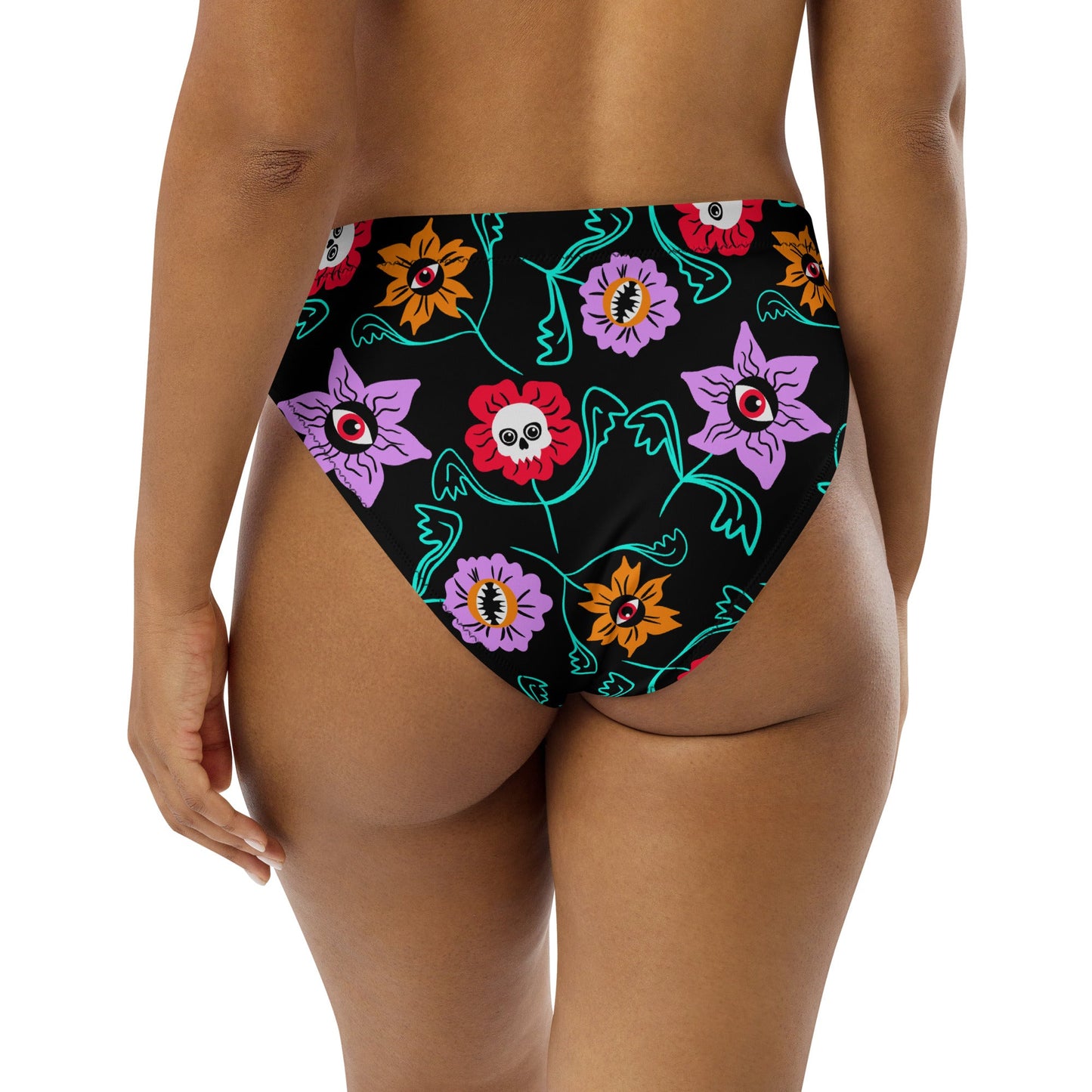 Gothic Floral High - Waisted Bikini Bottom - Starry Skies Austin