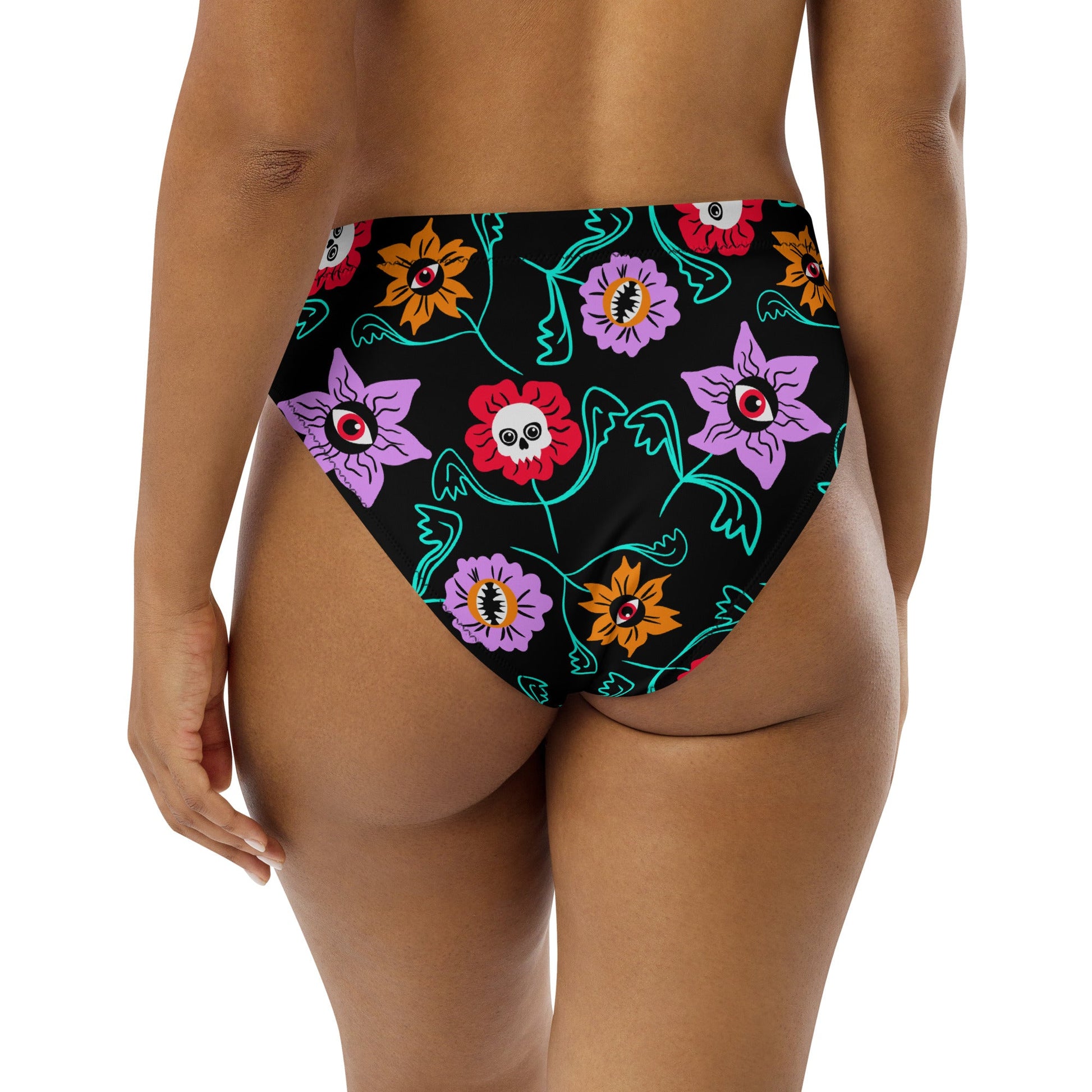Gothic Floral High - Waisted Bikini Bottom - Starry Skies Austin