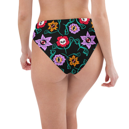 Gothic Floral High - Waisted Bikini Bottom - Starry Skies Austin