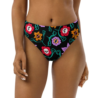Gothic Floral High - Waisted Bikini Bottom - Starry Skies Austin
