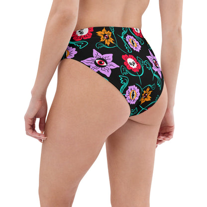 Gothic Floral High - Waisted Bikini Bottom - Starry Skies Austin