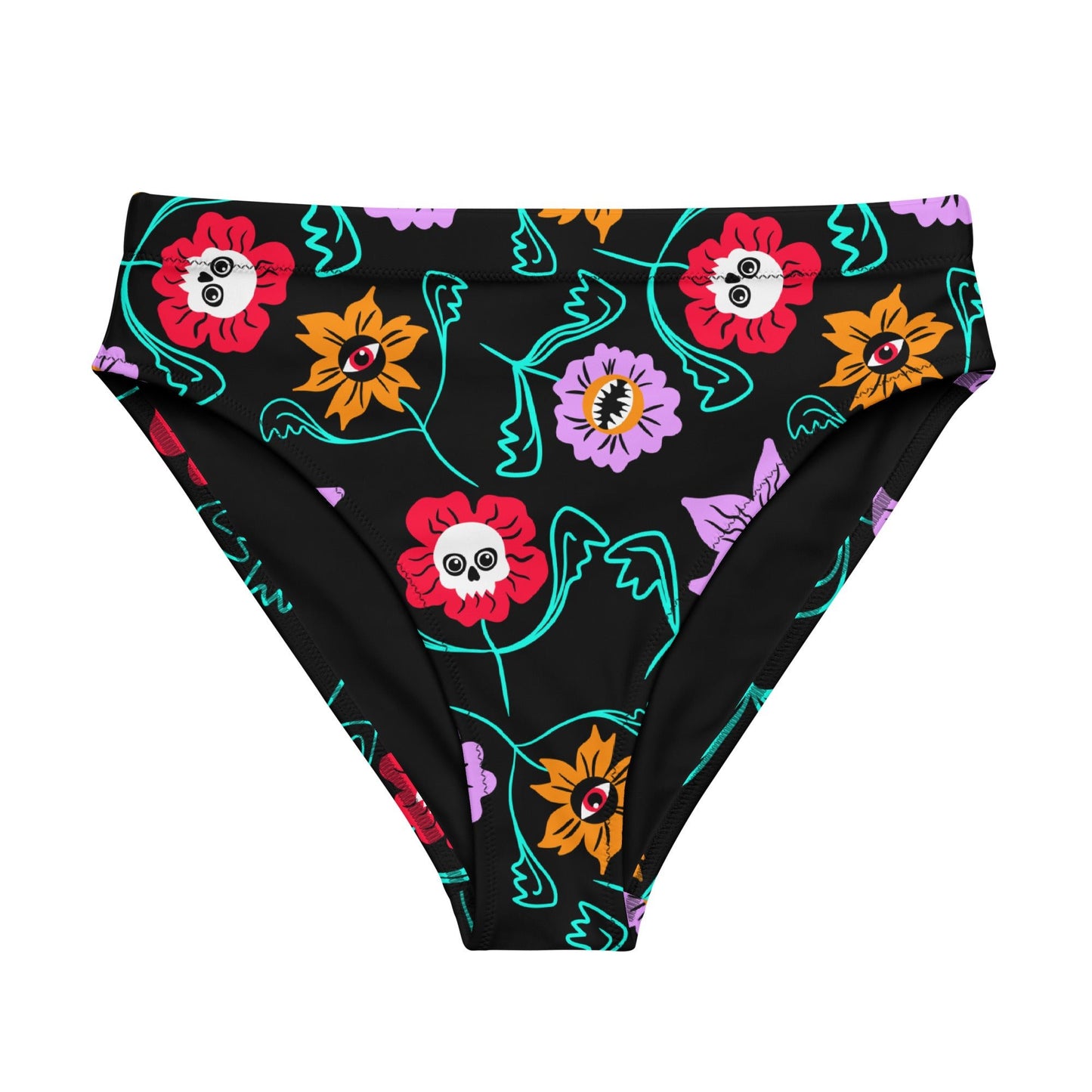 Gothic Floral High - Waisted Bikini Bottom - Starry Skies Austin