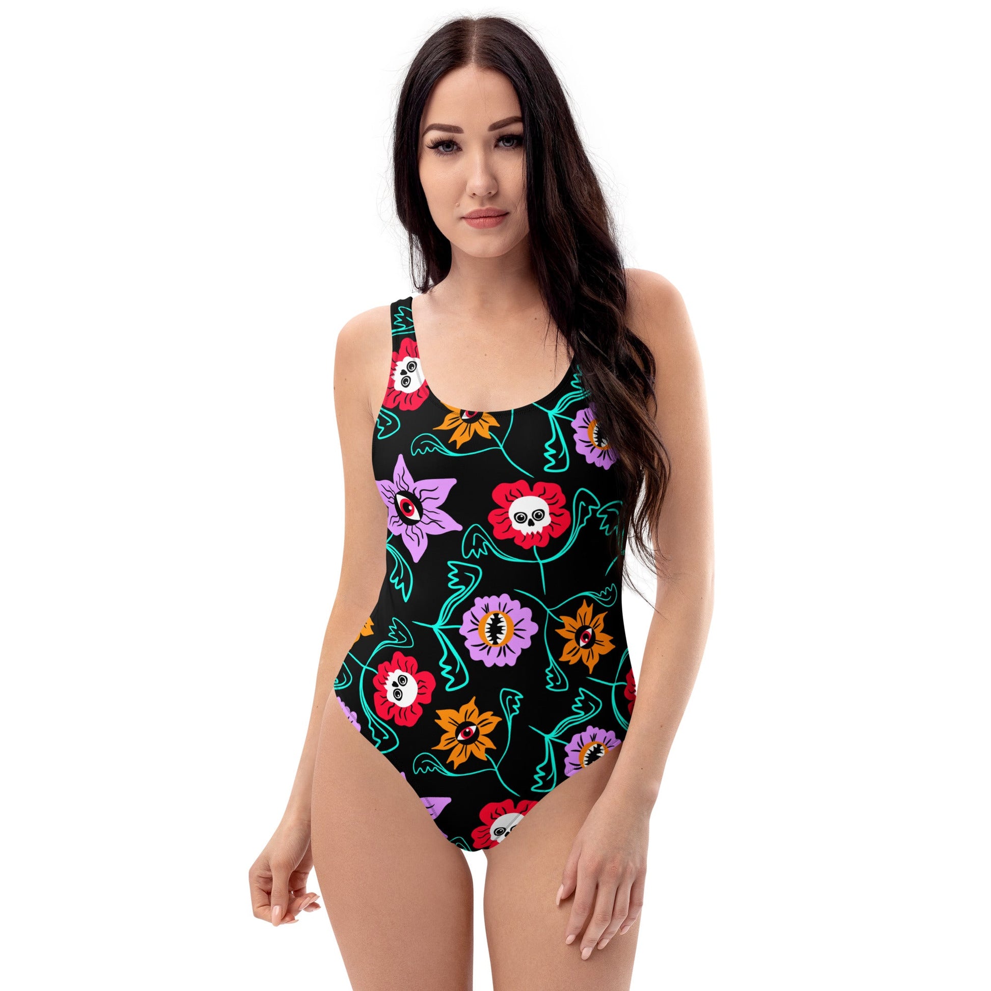 Gothic Floral One - Piece Swimsuit - Starry Skies Austin