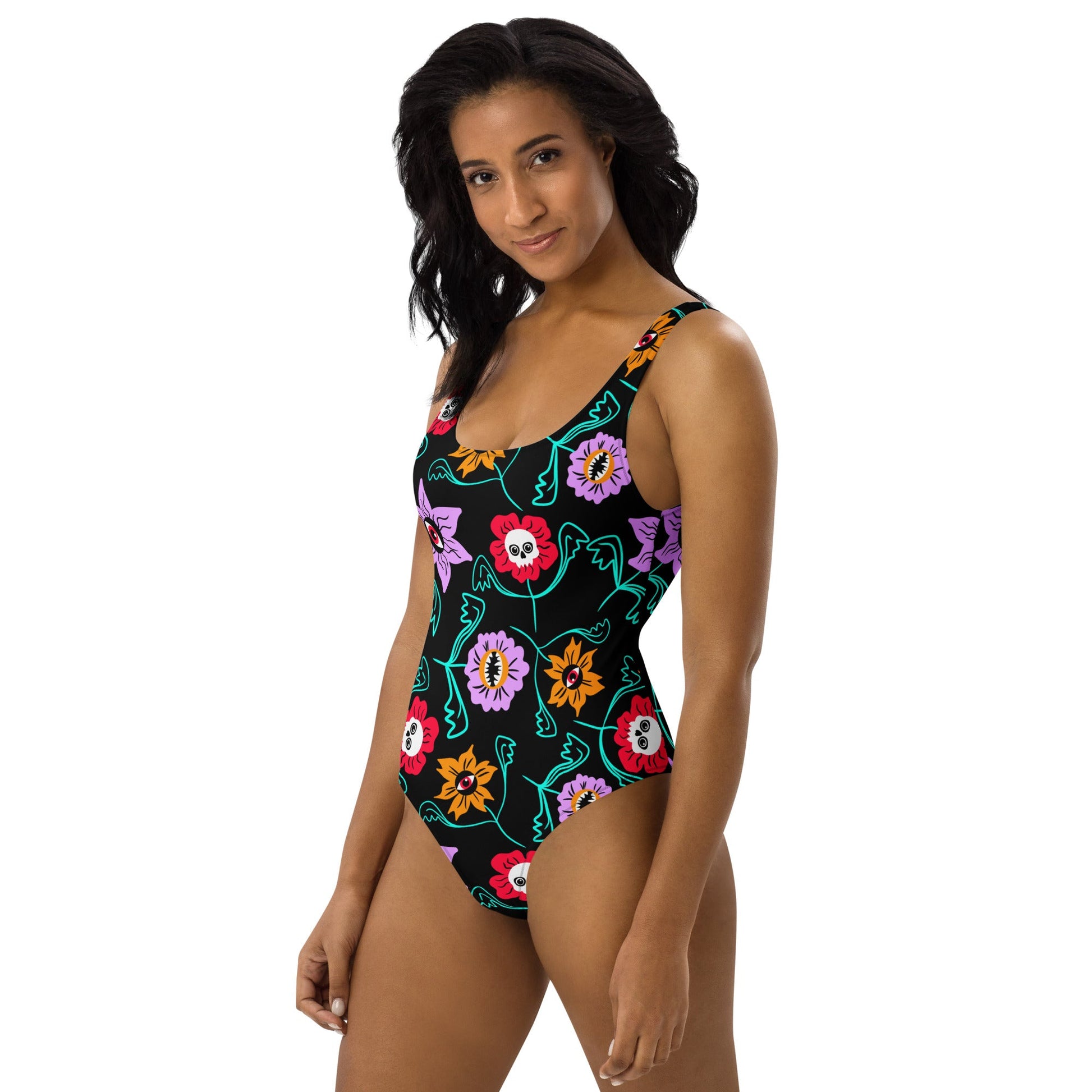 Gothic Floral One - Piece Swimsuit - Starry Skies Austin