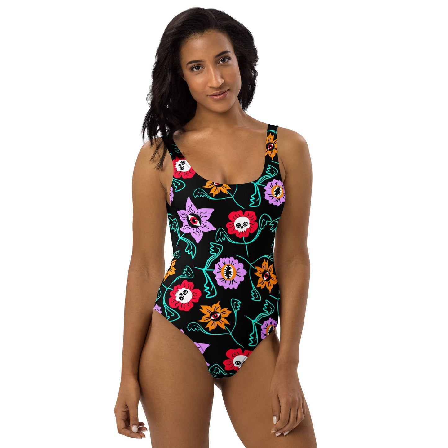 Gothic Floral One - Piece Swimsuit - Starry Skies Austin