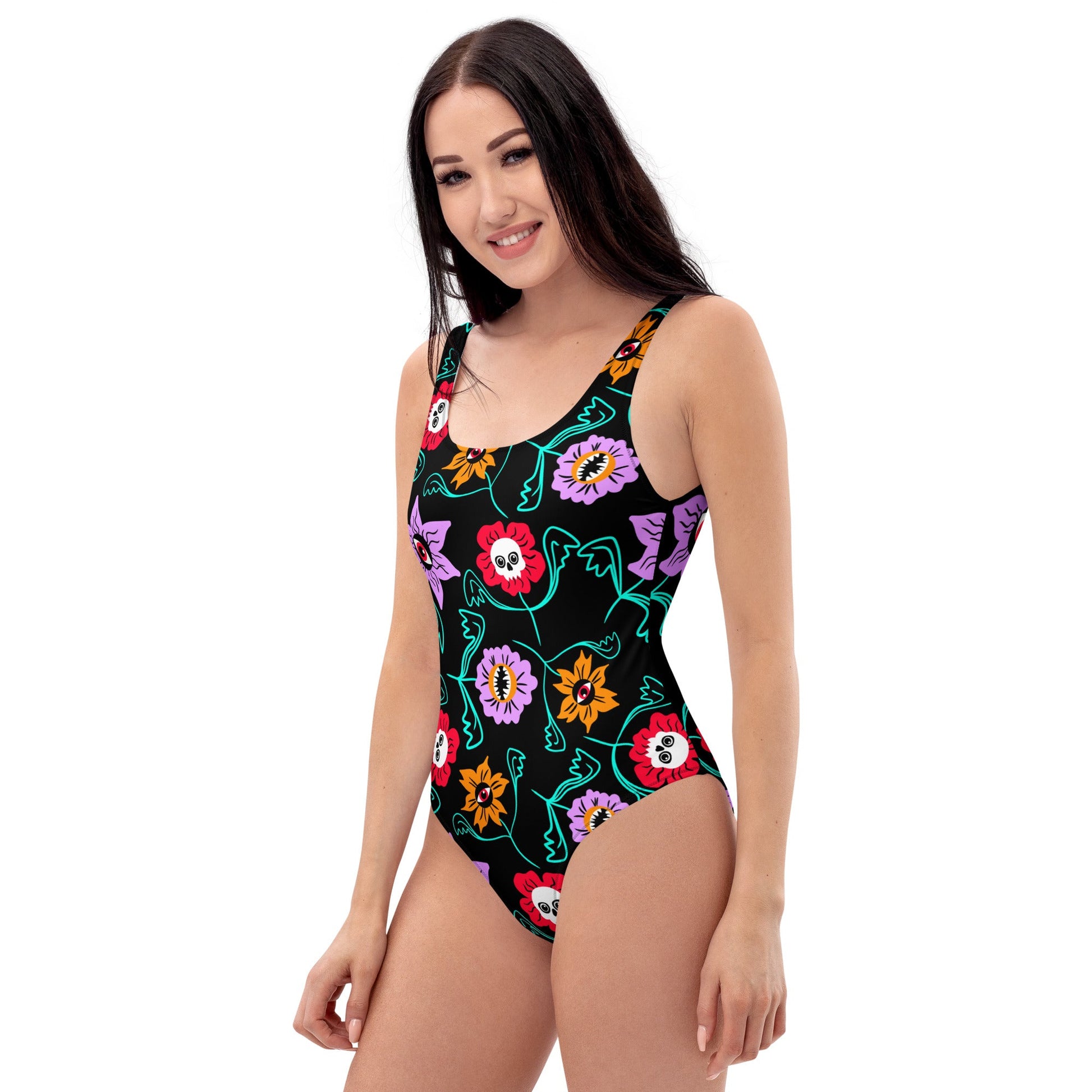 Gothic Floral One - Piece Swimsuit - Starry Skies Austin
