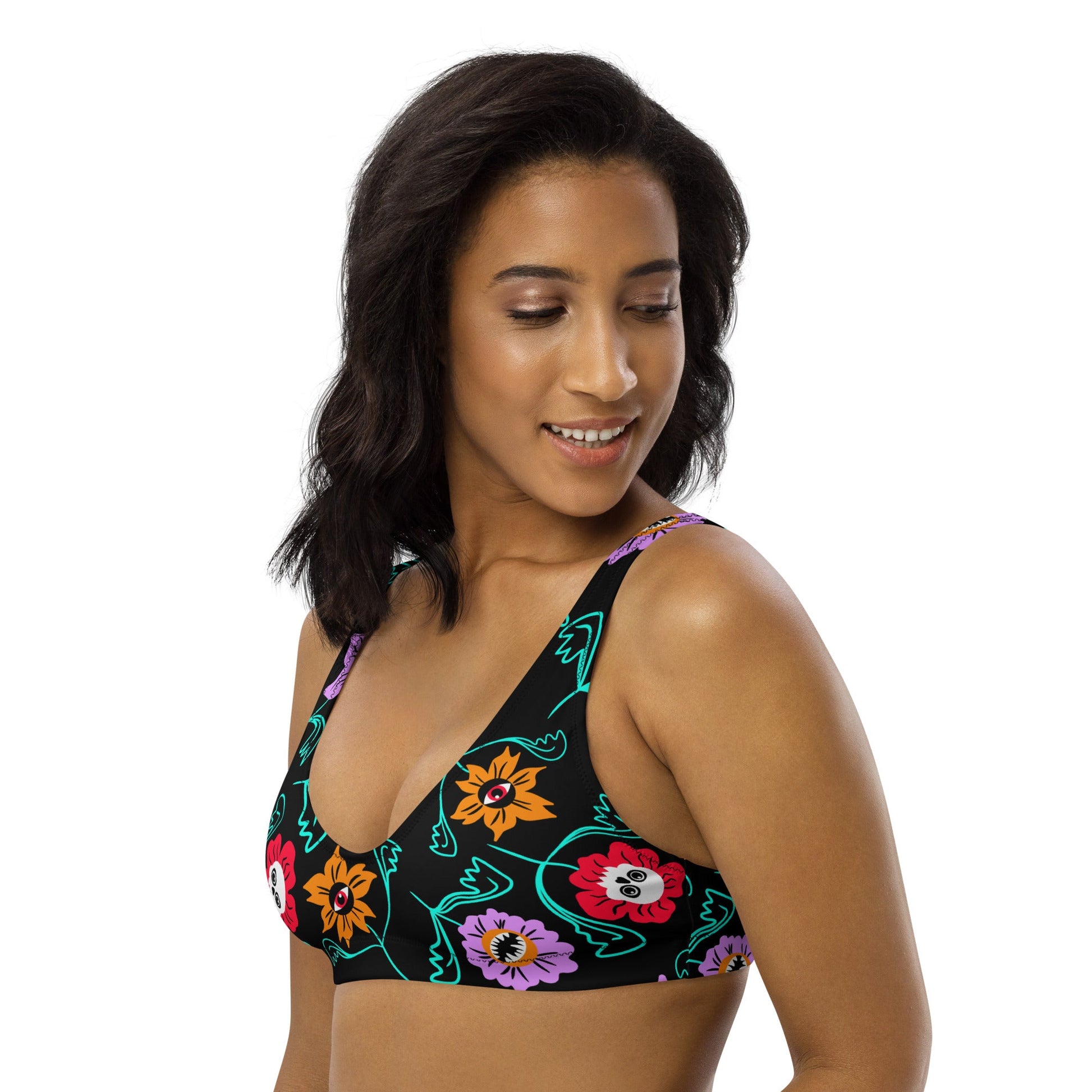 Gothic Floral Padded Bikini Top - Starry Skies Austin