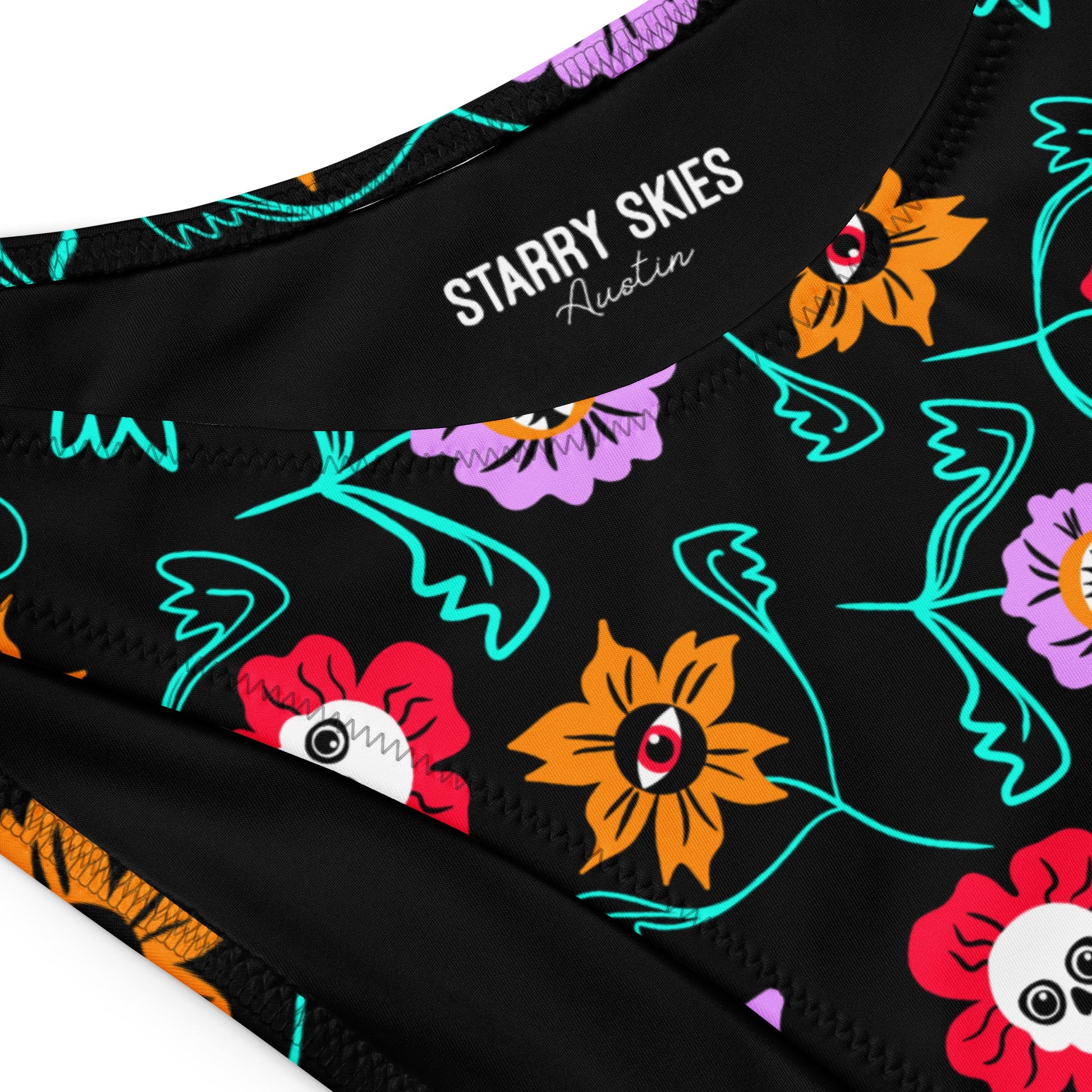 Gothic Floral V - cut Bikini Bottom - Starry Skies Austin