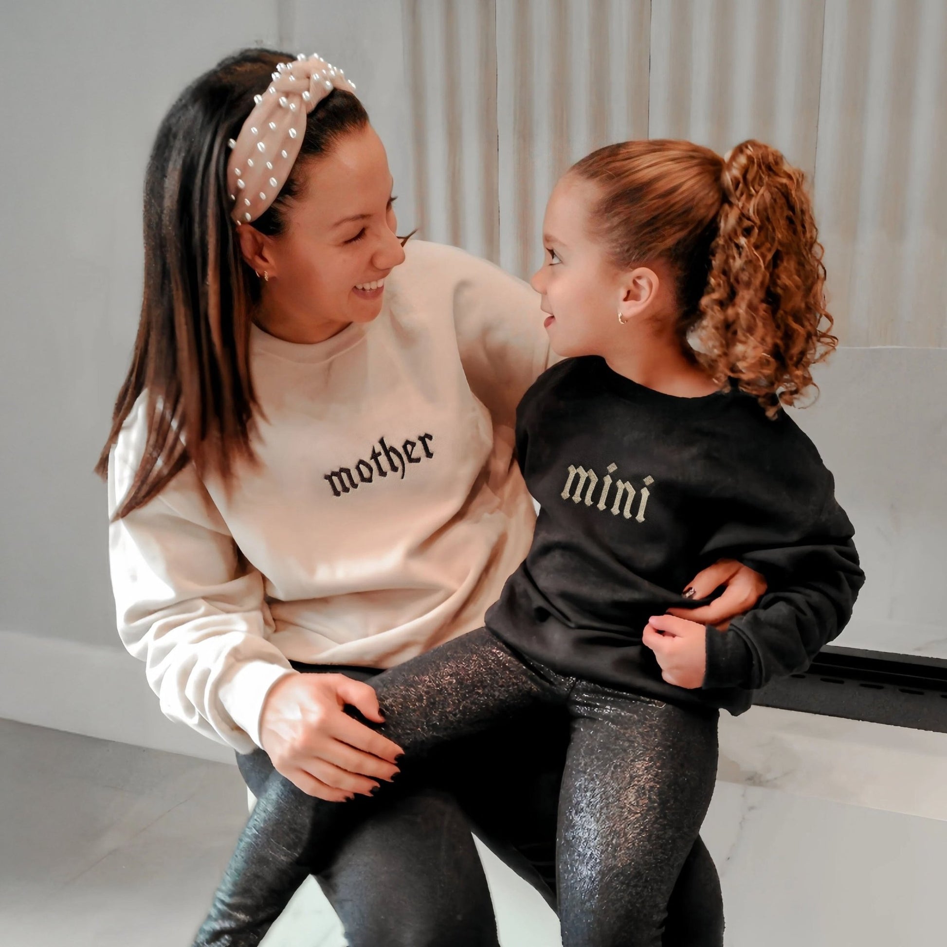 Gothic Mother & Mini Embroidered Matching Sweatshirts - Starry Skies Austin
