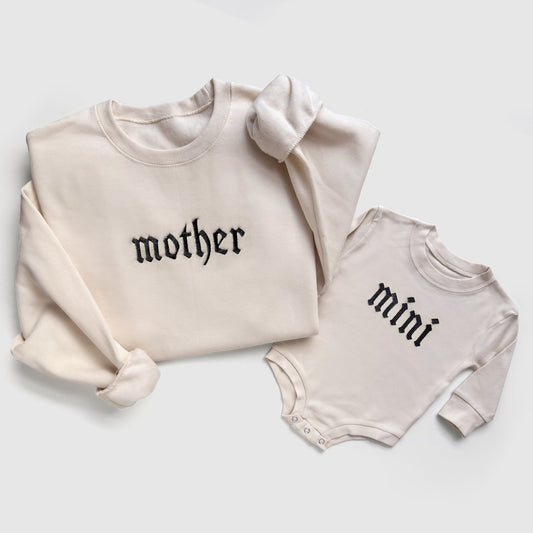 Gothic Mother & Mini Embroidered Matching Sweatshirts - Starry Skies Austin