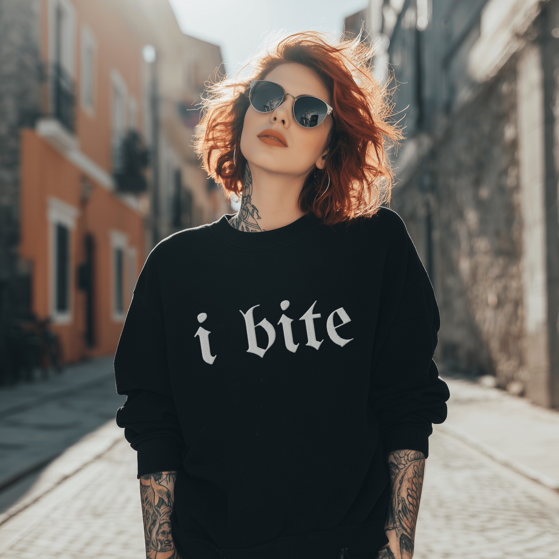 Gothic Sarcastic I Bite Sweatshirt - Starry Skies Austin