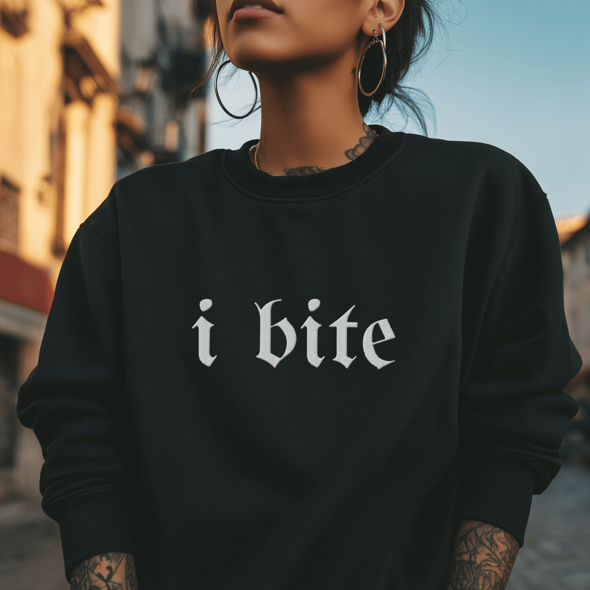 Gothic Sarcastic I Bite Sweatshirt - Starry Skies Austin