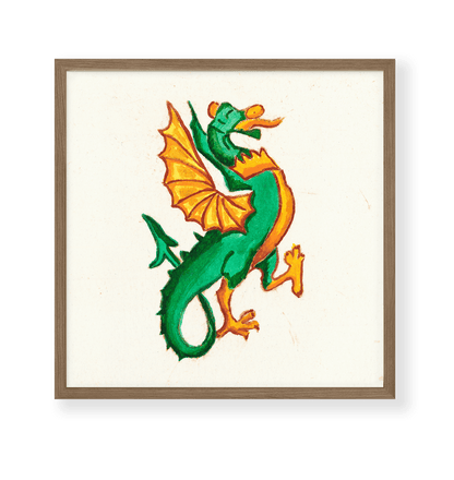 Green and Gold Dragon Wall Art Print - 8x8" Size - Starry Skies Austin