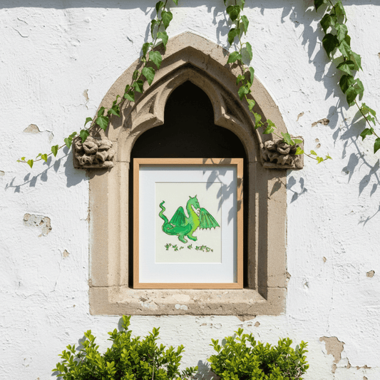Green Dragon Marginalia Fine Art Print Archival Decor - Starry Skies Austin