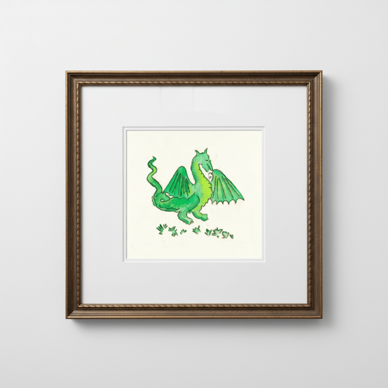 Green Dragon Marginalia Fine Art Print Archival Decor - Starry Skies Austin