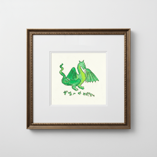 Green Dragon Marginalia Fine Art Print Archival Decor - Starry Skies Austin