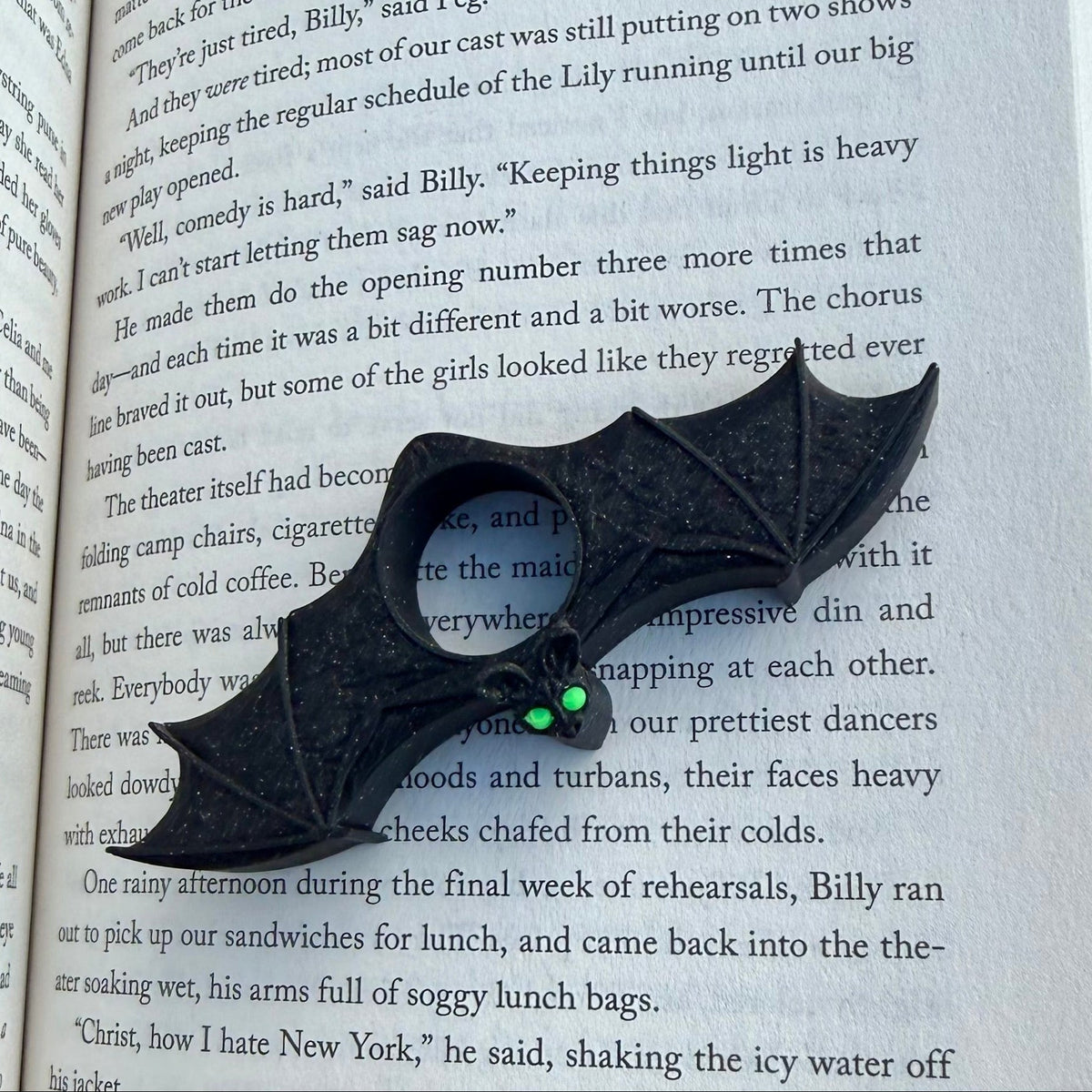 Green Eyed Bat 3d Printed Thumb Book Holder - Starry Skies Austin