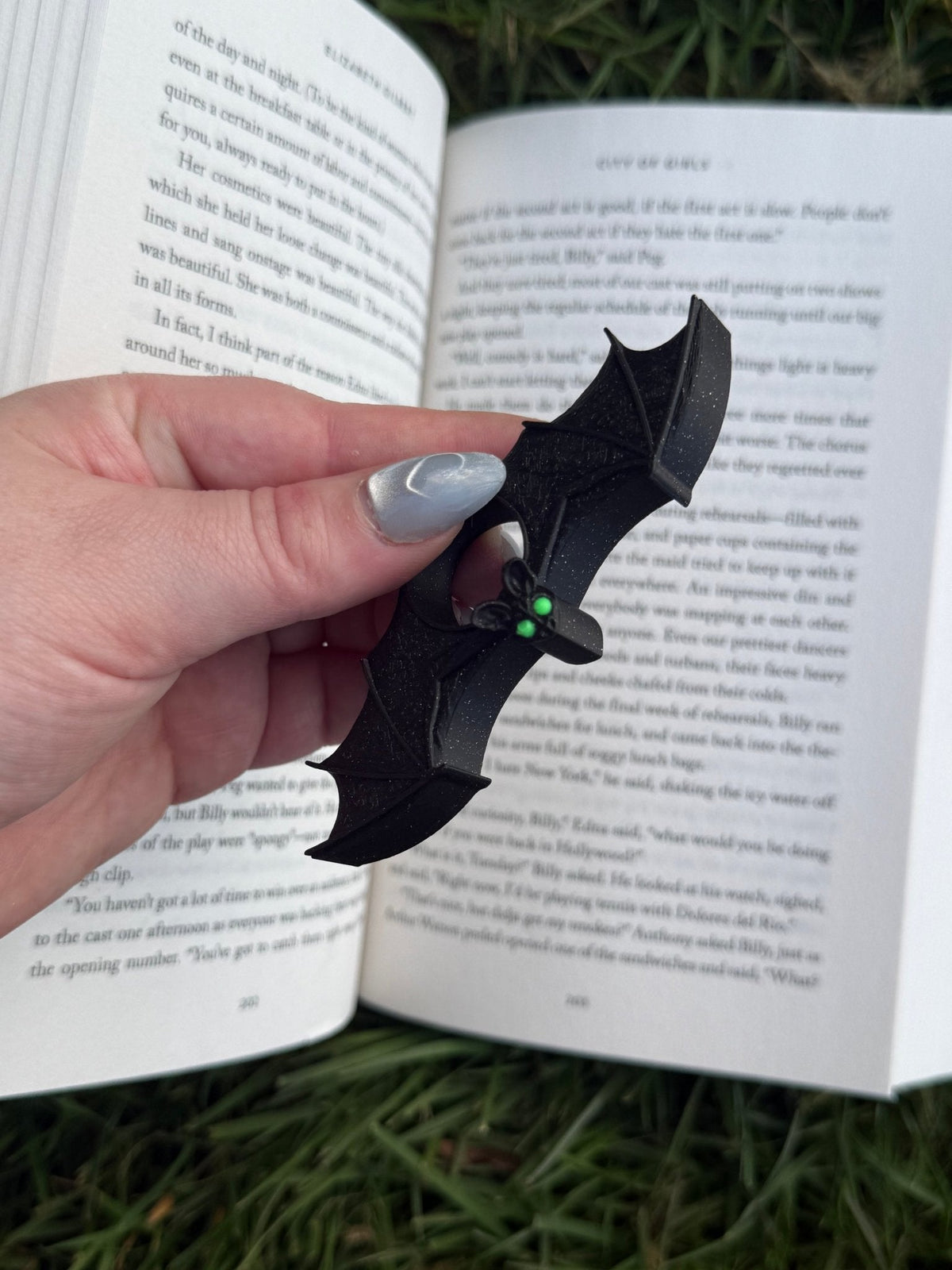 Green Eyed Bat 3d Printed Thumb Book Holder - Starry Skies Austin