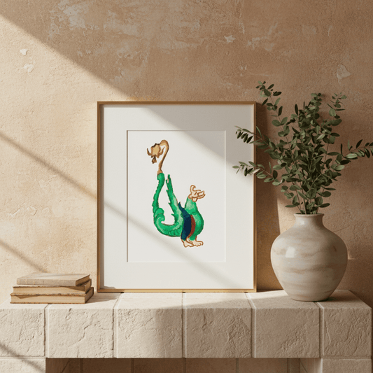 Green Marginalia Dragon Fine Art Print Small Wall Art - Starry Skies Austin