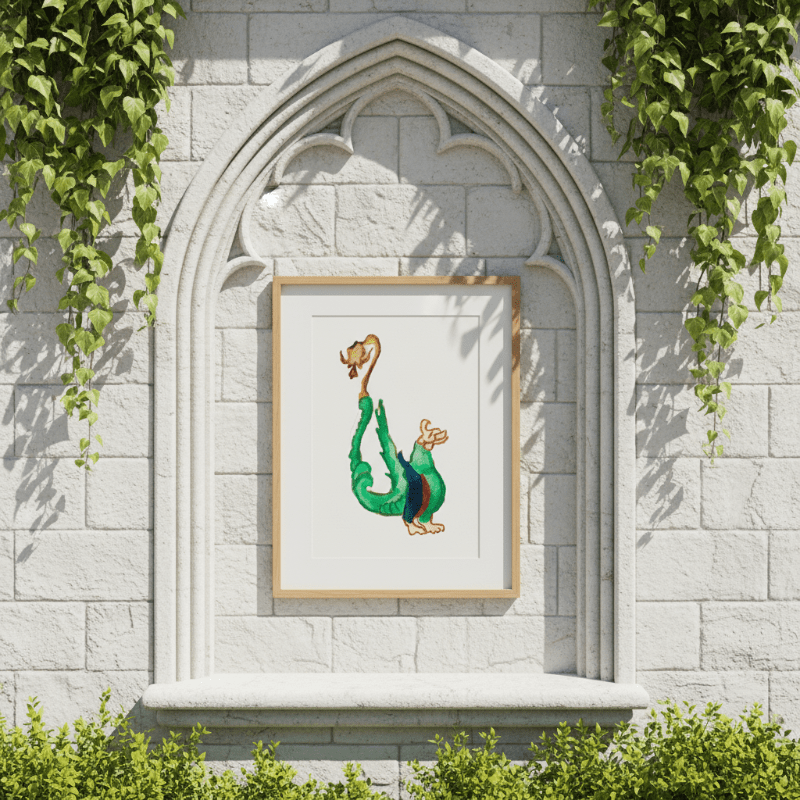 Green Marginalia Dragon Fine Art Print Small Wall Art - Starry Skies Austin
