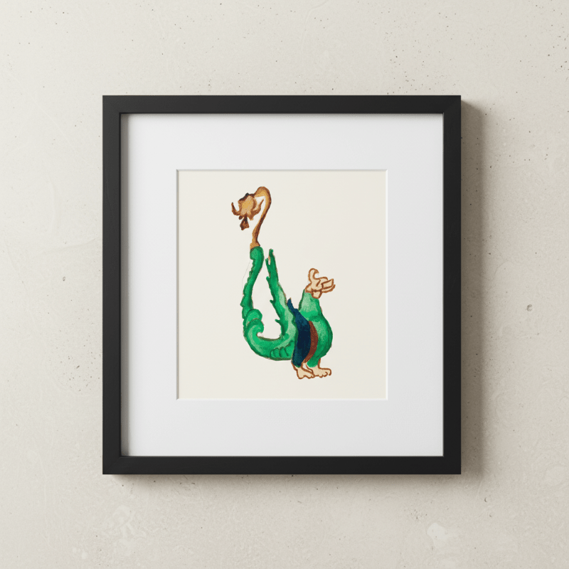 Green Marginalia Dragon Fine Art Print Small Wall Art - Starry Skies Austin
