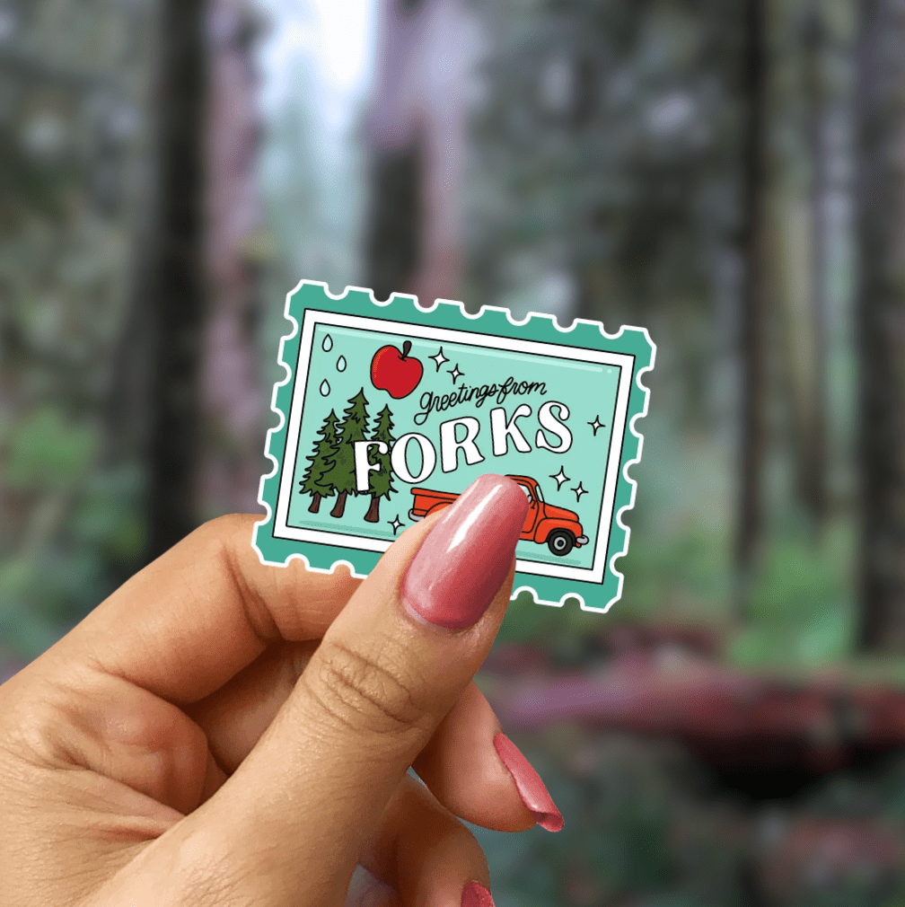 Greetings From Forks Stamp Star Sparkle Sticker - Starry Skies Austin