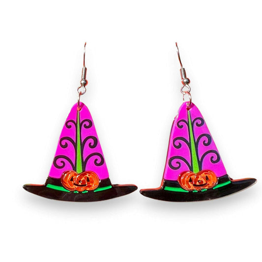 Hagatha's Hat Earrings by Johanna Parker x Lipstick & Chrome — Halloween Witch Hat Drop Earrings - Starry Skies Austin