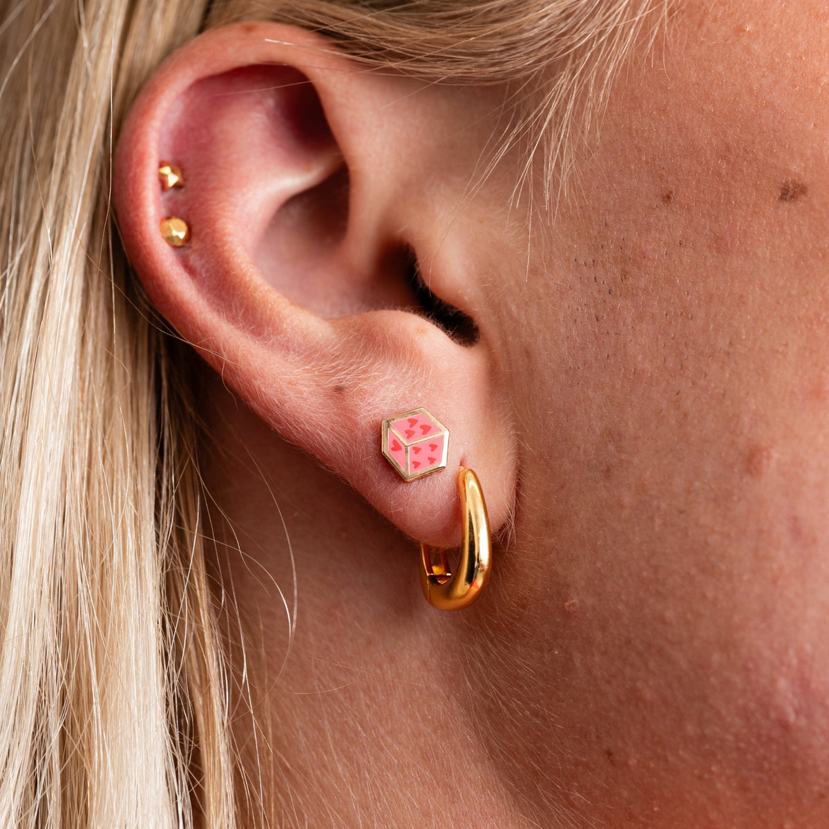 Heart Dice Studs - Starry Skies Austin