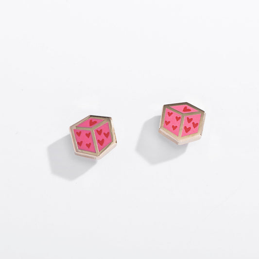 Heart Dice Studs - Starry Skies Austin