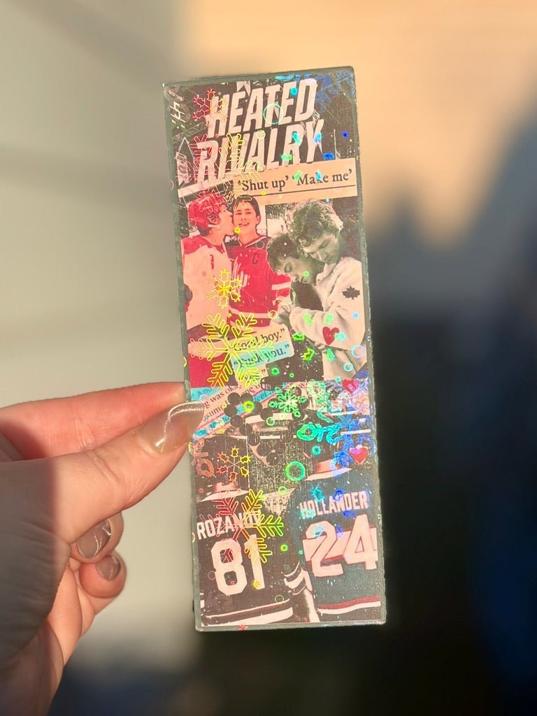 Heated Rivalry Hockey Romance Inspired Collage Bookmark - Starry Skies Austin