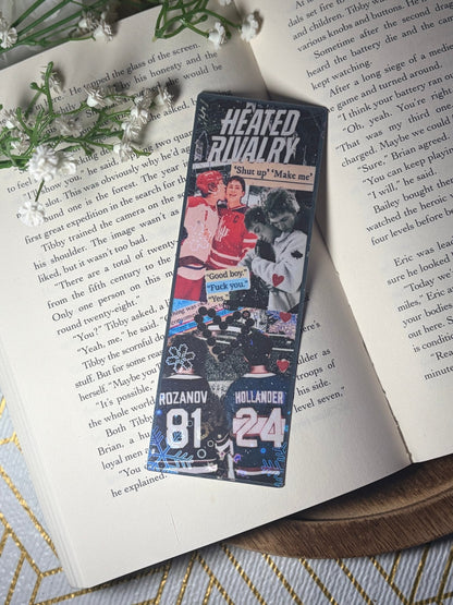 Heated Rivalry Hockey Romance Inspired Collage Bookmark - Starry Skies Austin