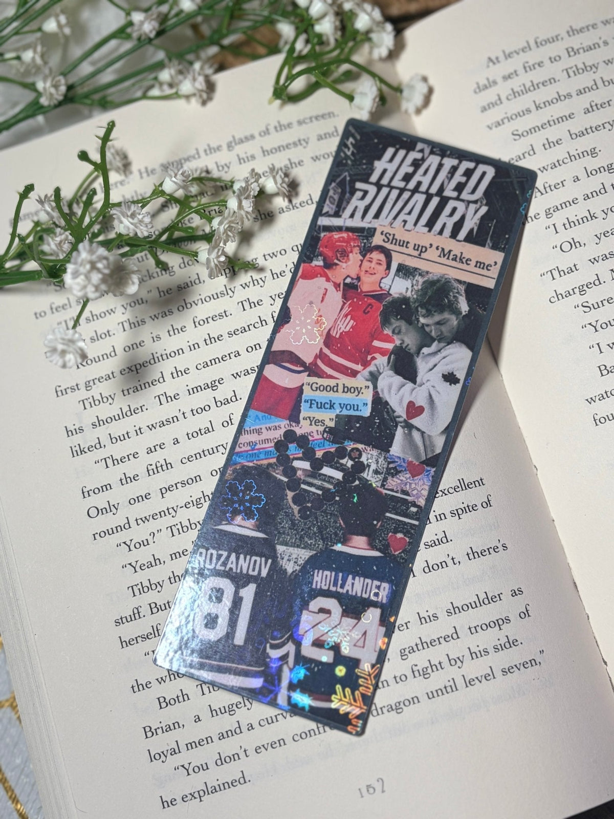 Heated Rivalry Hockey Romance Inspired Collage Bookmark - Starry Skies Austin