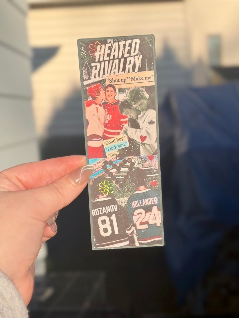 Heated Rivalry Hockey Romance Inspired Collage Bookmark - Starry Skies Austin
