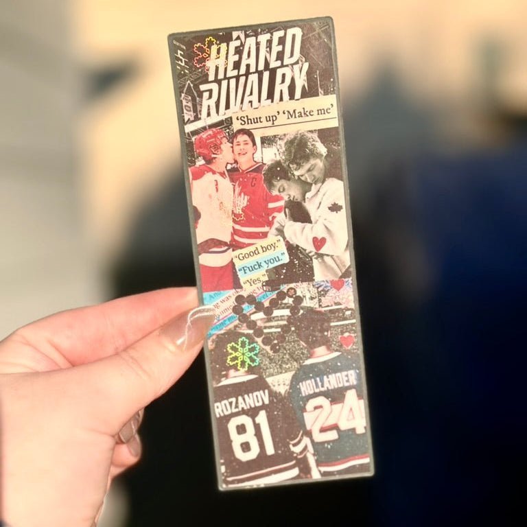 Heated Rivalry Hockey Romance Inspired Collage Bookmark - Starry Skies Austin