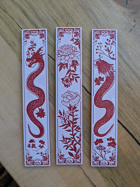 Heraldic Dragon Bookmark Set – Medieval Bestiary Art for Book Lovers - Starry Skies Austin