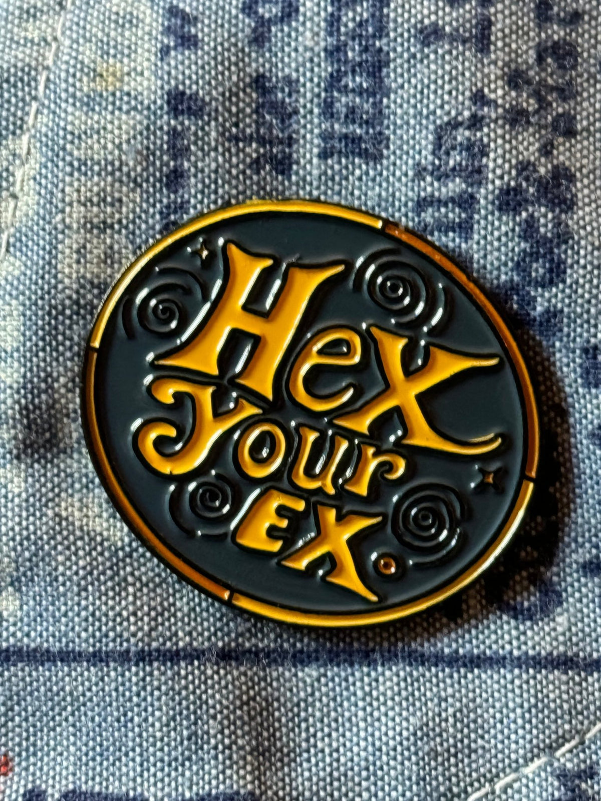 Hex Your Ex Enamel Lapel Pin | Witchy Breakup Revenge Pin - Starry Skies Austin