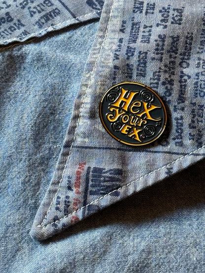 Hex Your Ex Enamel Lapel Pin | Witchy Breakup Revenge Pin - Starry Skies Austin