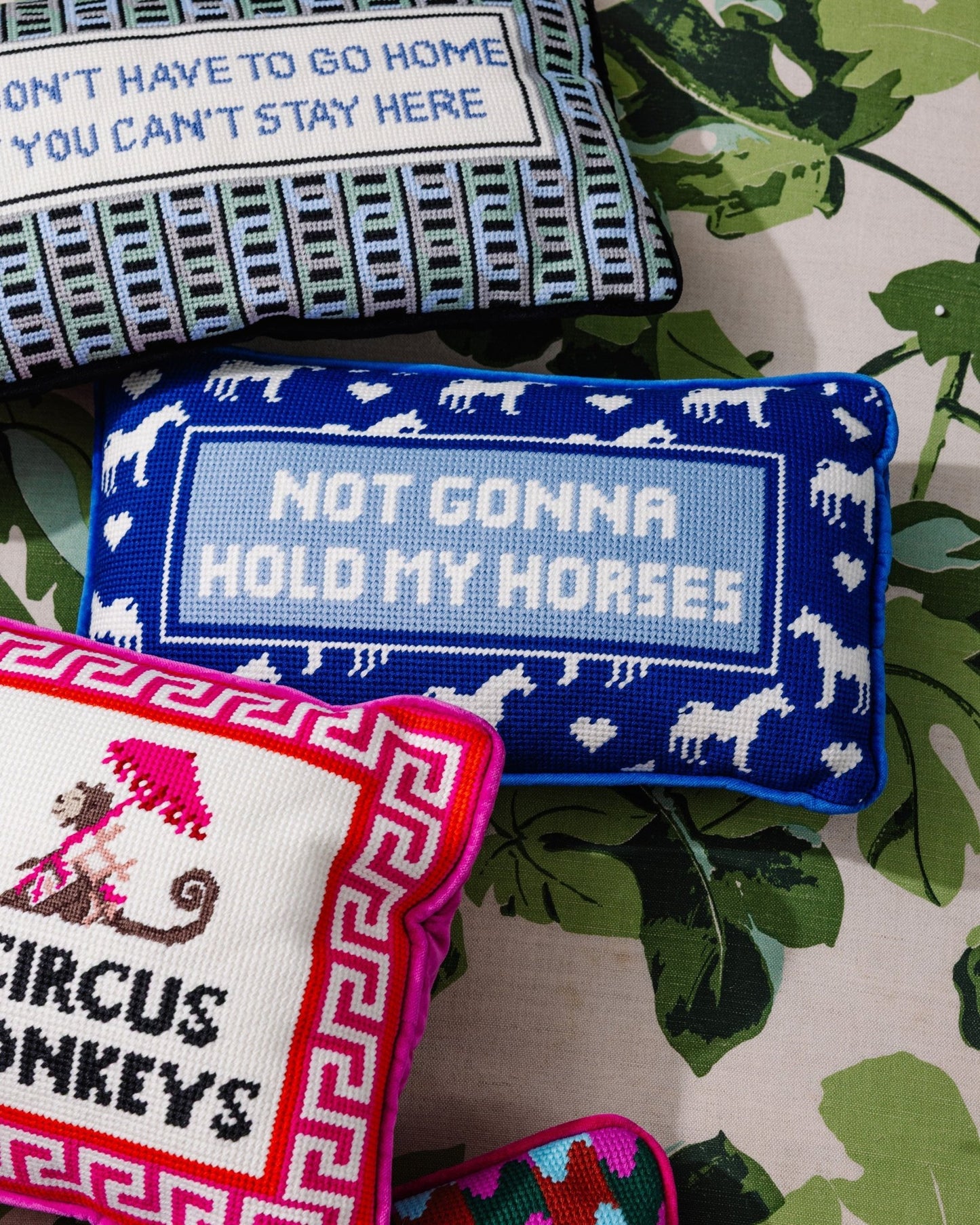 Hold My Horses Needlepoint Pillow - Starry Skies Austin