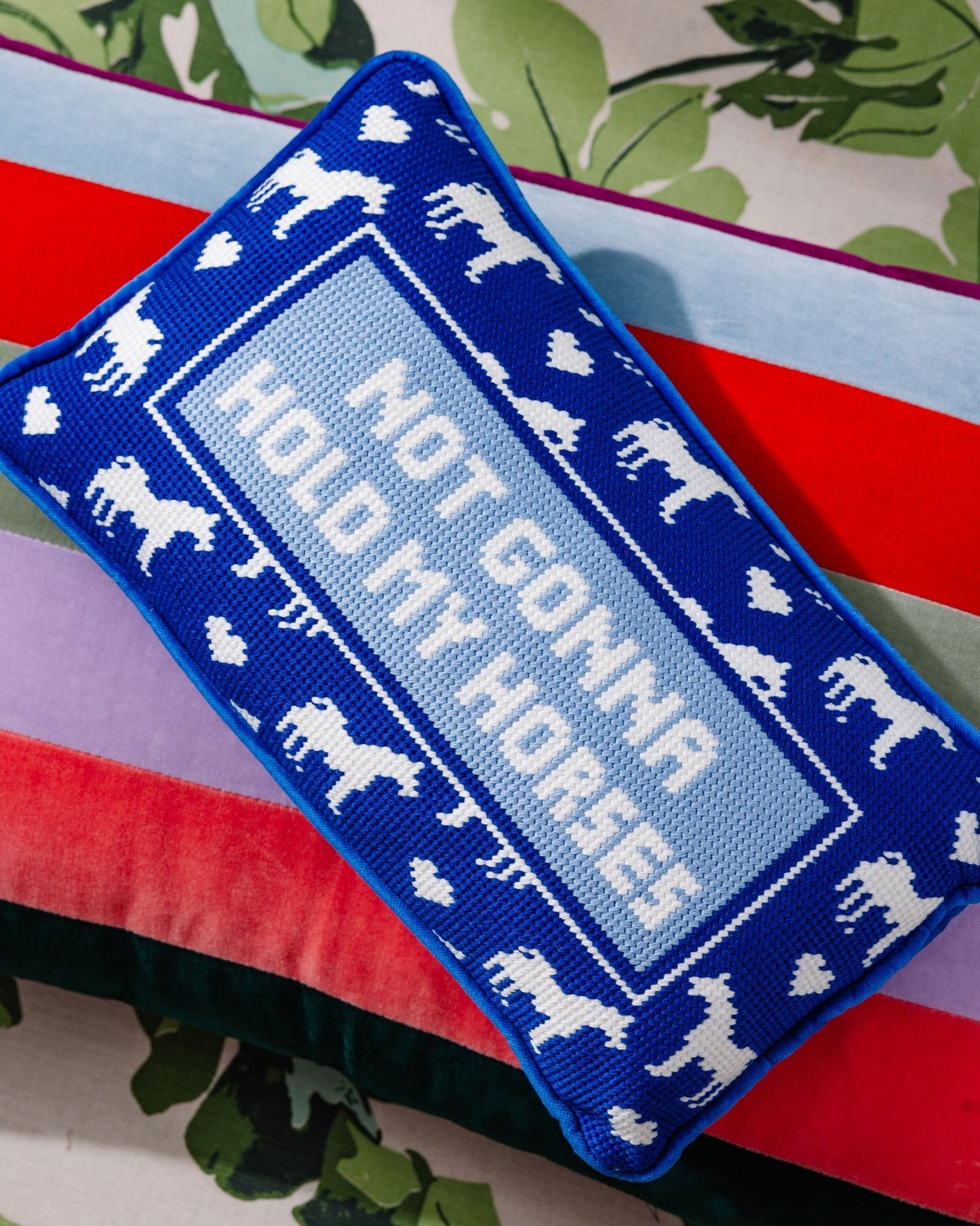 Hold My Horses Needlepoint Pillow - Starry Skies Austin