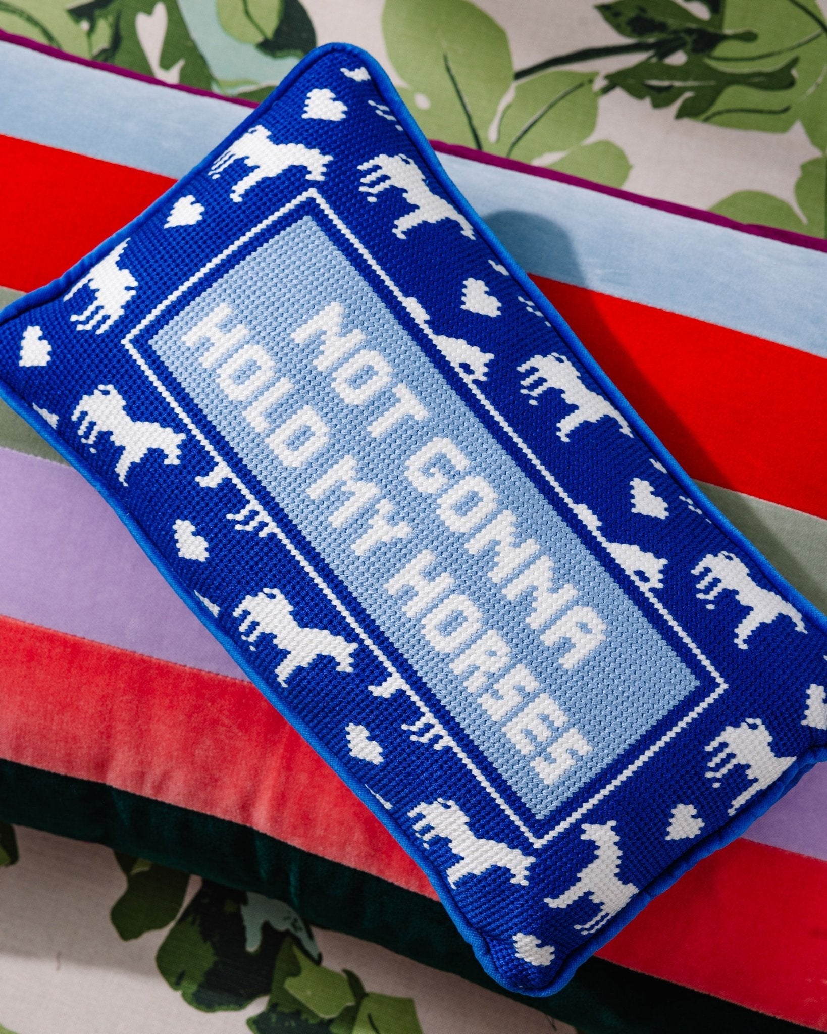 Hold My Horses Needlepoint Pillow - Starry Skies Austin
