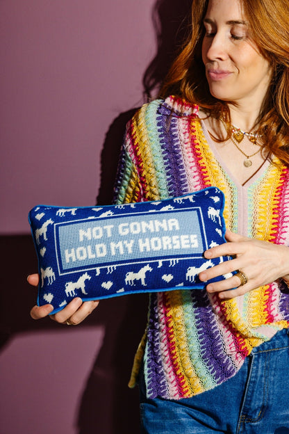 Hold My Horses Needlepoint Pillow - Starry Skies Austin