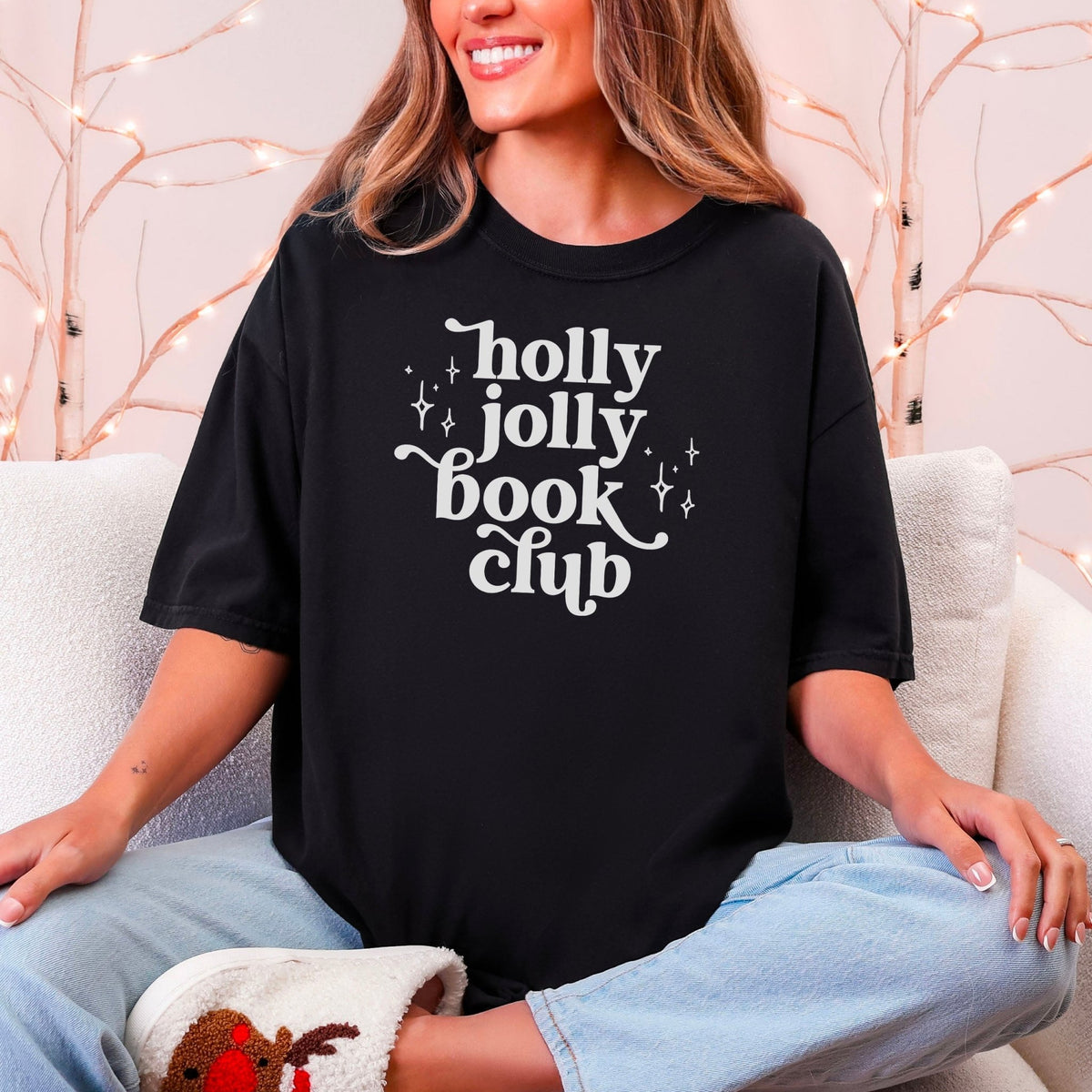 Holly Jolly Book Club Heavyweight Comfort Colors Shirt - Starry Skies Austin