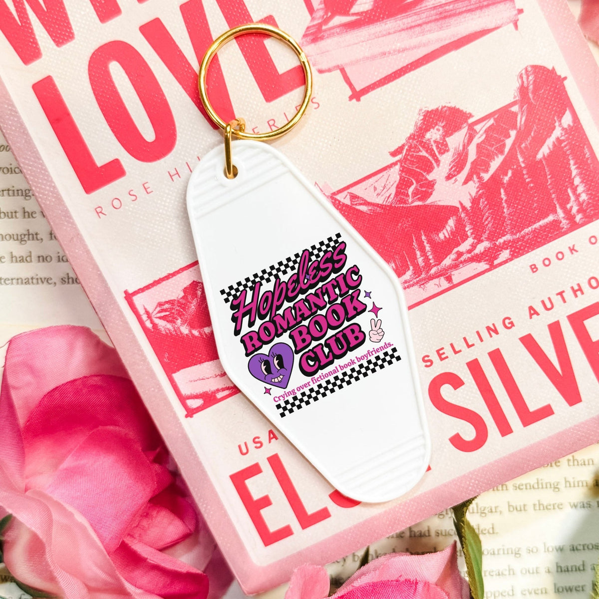 Hopeless Romantic Book Club Retro Motel Keychain - Starry Skies Austin