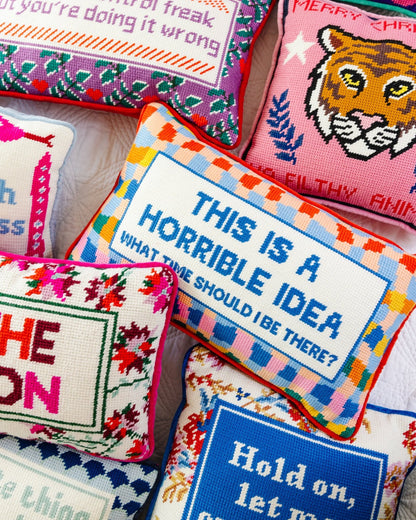 Horrible Idea Needlepoint Pillow - Starry Skies Austin