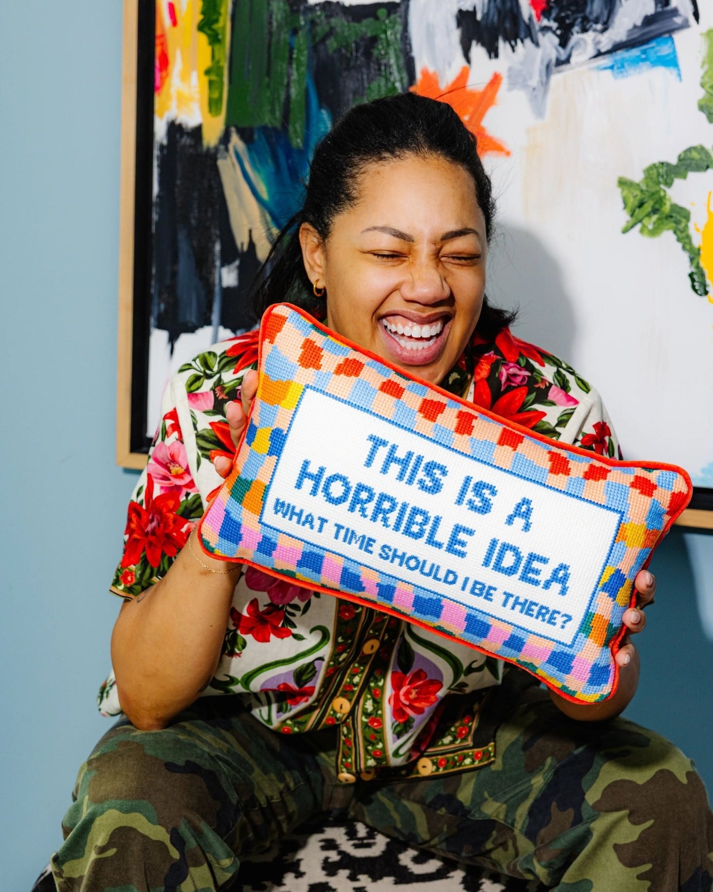 Horrible Idea Needlepoint Pillow - Starry Skies Austin
