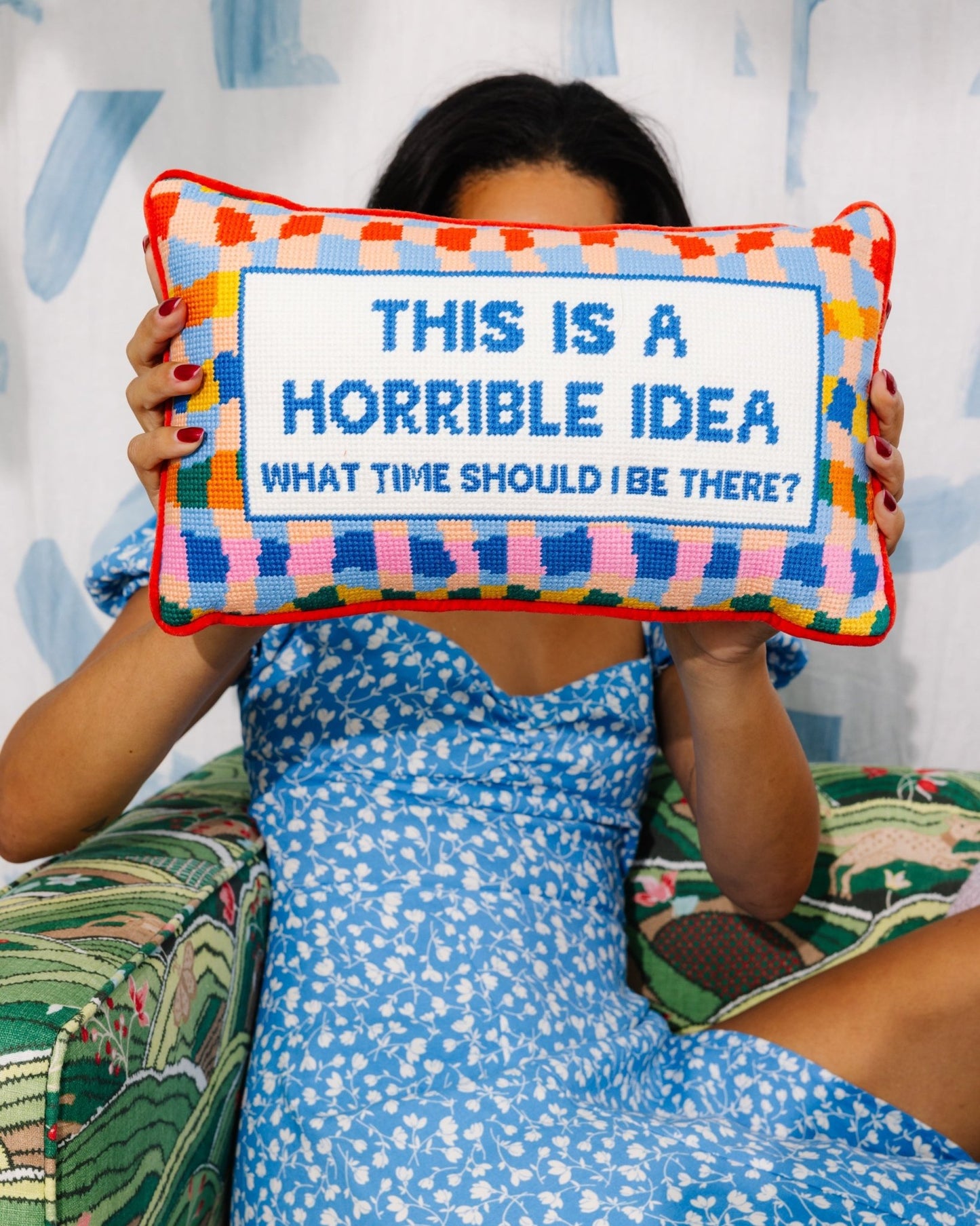 Horrible Idea Needlepoint Pillow - Starry Skies Austin
