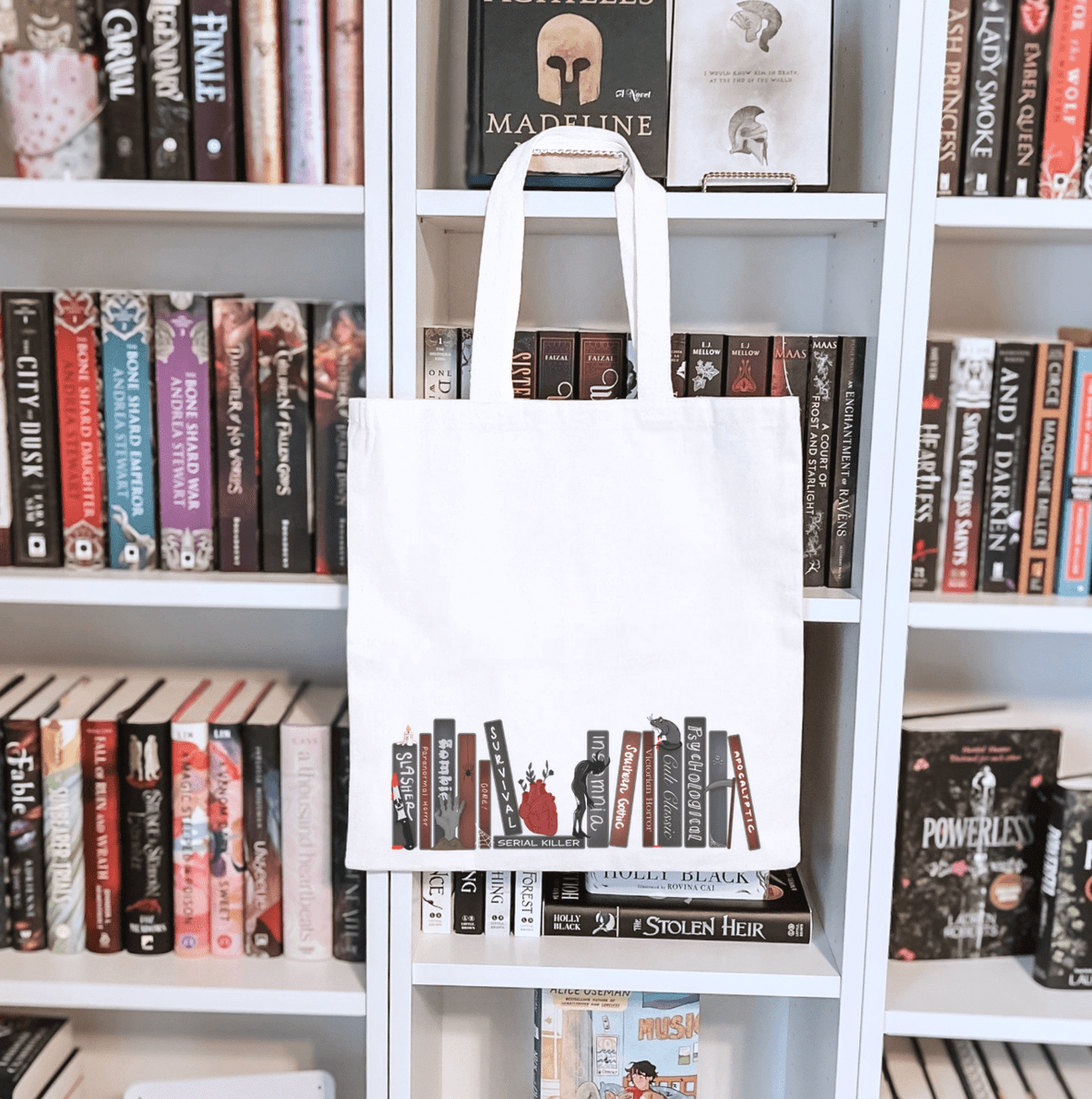 Horror Bookshelf Double-Sided Sublimated Canvas Tote Bag - Starry Skies Austin