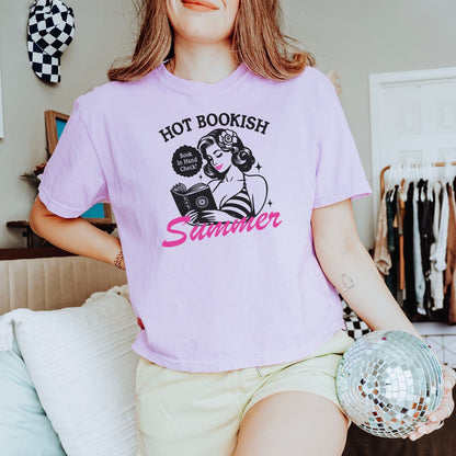 Hot Bookish Summer Heavyweight Comfort Colors Boxy Cropped Shirt - Starry Skies Austin