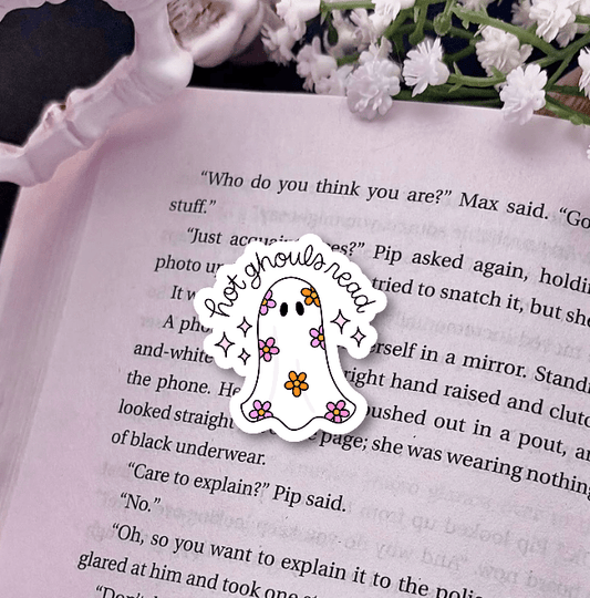 Hot Ghouls Read Ghost Star Sparkle Sticker - Starry Skies Austin